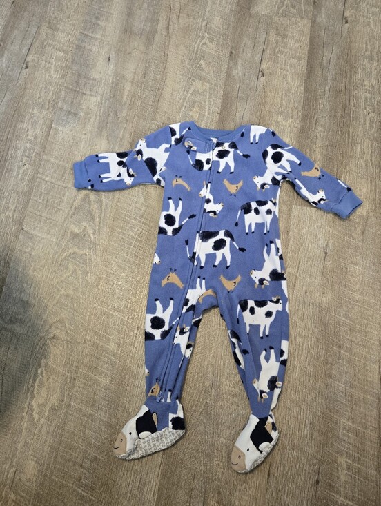 Carter's Other - Carter's Blue Cow & Chick Footed One-Piece
